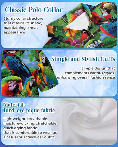 Tropical Parrot Polo Shirt for Men, Island Vacation Style | Azhawaiian