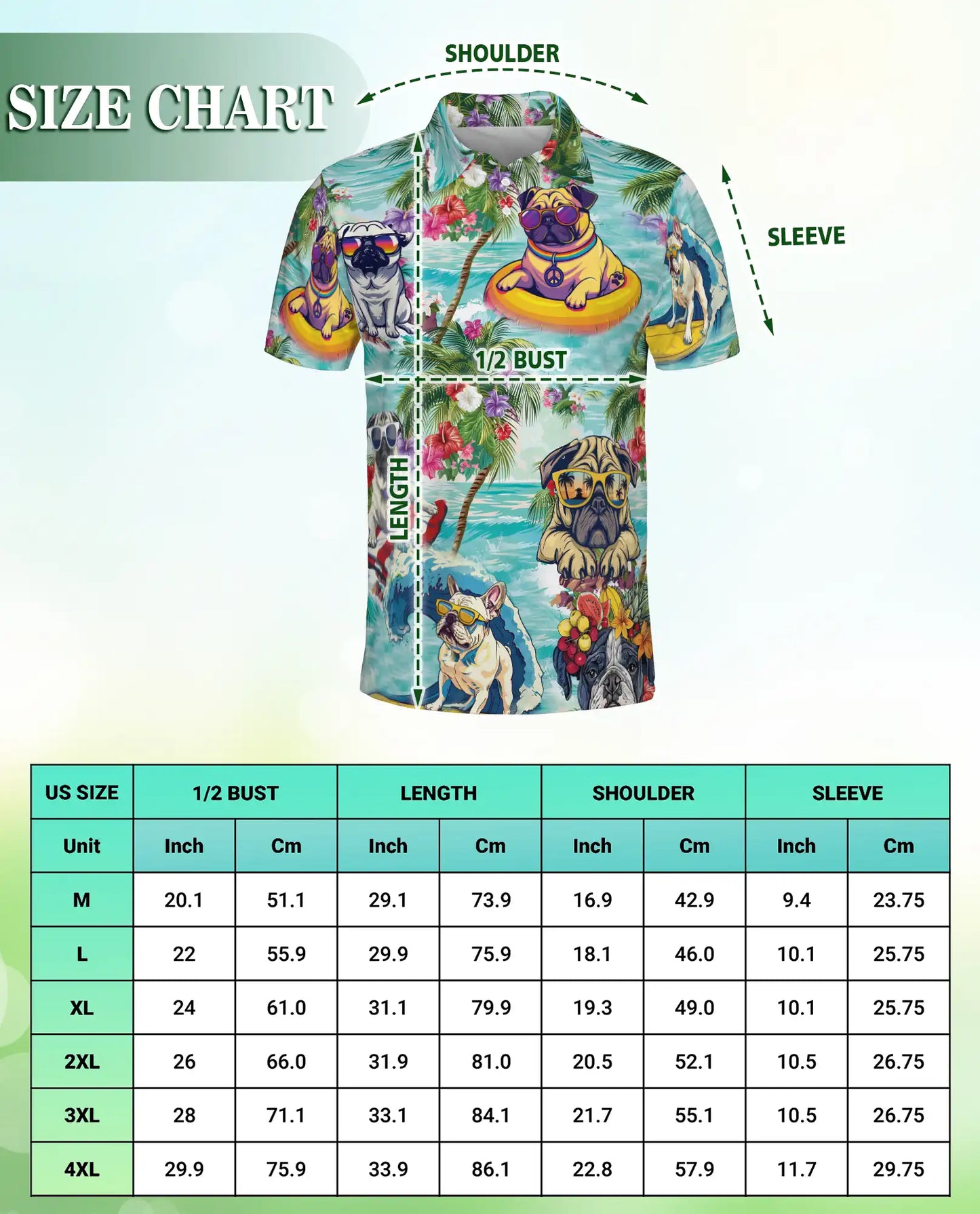 Funny Pug Beach Polo Shirt - Tropical Summer Dog Style | Azhawaiian