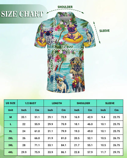 Funny Pug Beach Polo Shirt - Tropical Summer Dog Style | Azhawaiian