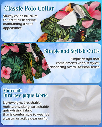 Holstein Cow Tropical Polo Shirt - Hawaiian Farm Animal Floral Design | Azhawaiian