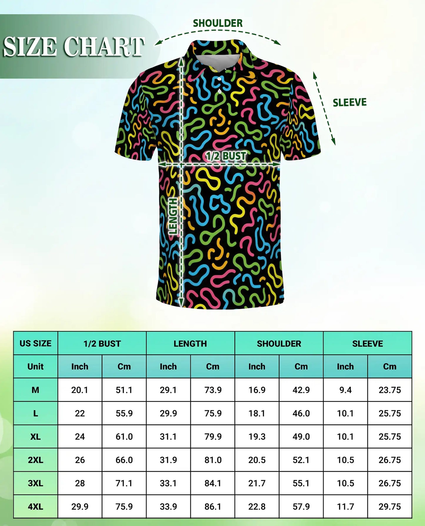 Retro Memphis Pattern Polo Shirt for Men-Colorful Abstract Style | Azhawaiian