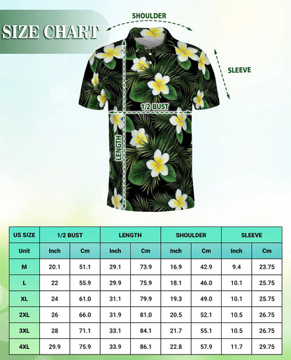 Tropical Plumeria Floral Polo Shirt for Men- Palm Leaf  Shirt | Azhawaiian