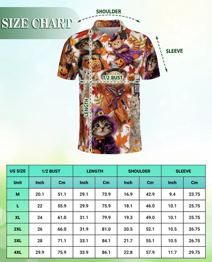 Halloween Kittens Polo Shirt for Men, Cute Cat Costume Print | Azhawaiian