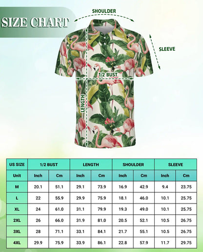 Pink Flamingo Tropical Hawaiian Polo Shirt for Men | Azhawaiian
