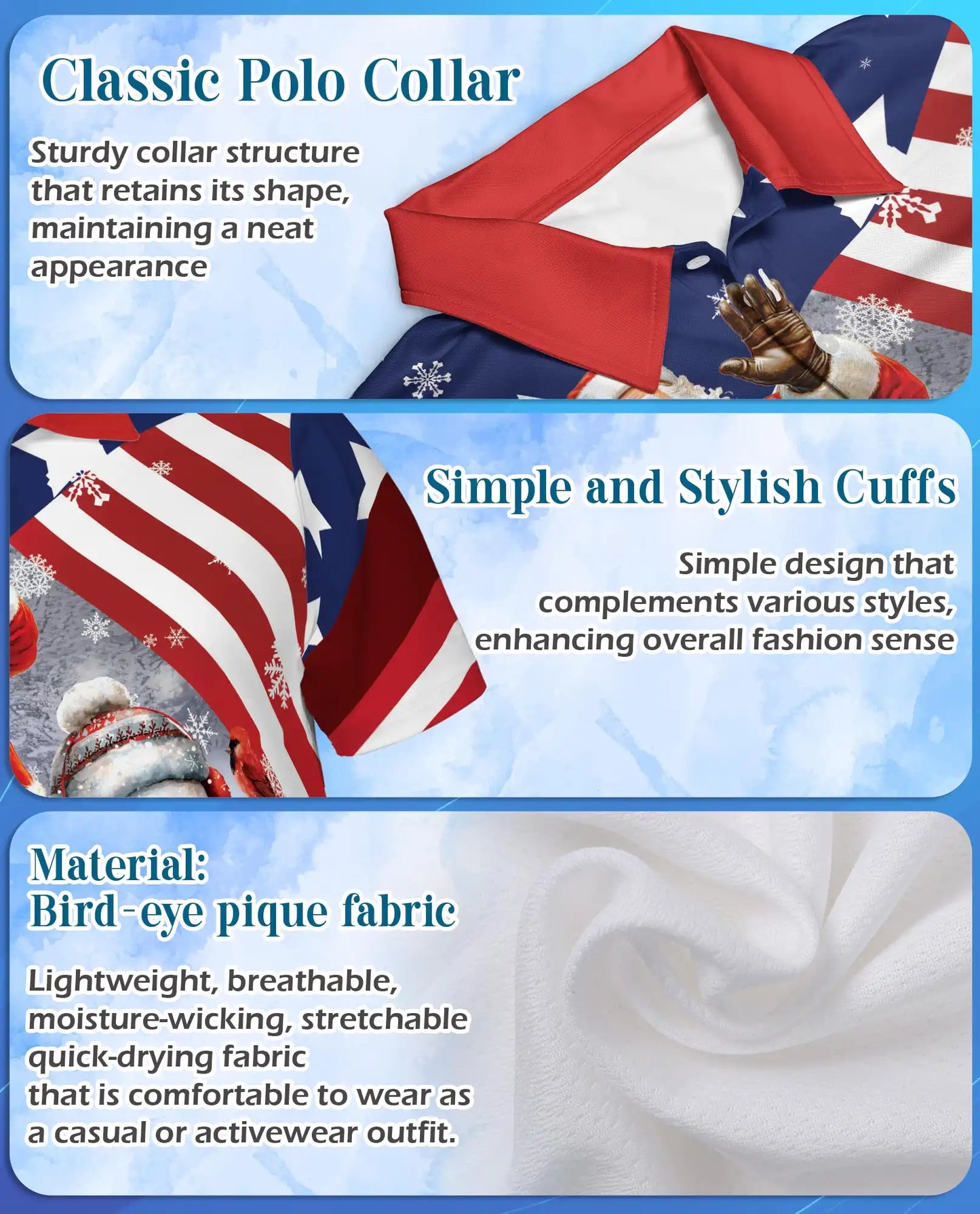 Patriotic Santa Polo Shirt - American Christmas Style | Azhawaiian