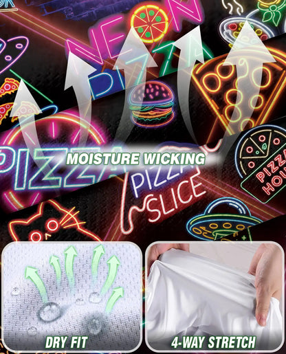 Retro Neon Pizza Sign Pattern Sleeveless Polo Shirt for Women | Azhawaiian