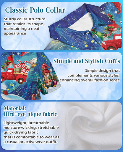 Christmas Gnome Polo Shirt, Winter Holiday Print | Azhawaiian