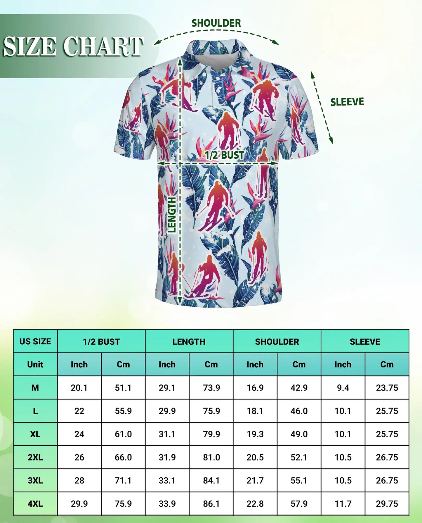 Tropical Skiing 3D Polo Shirt for Men, Floral Winter Sports Style | Azhawaiian