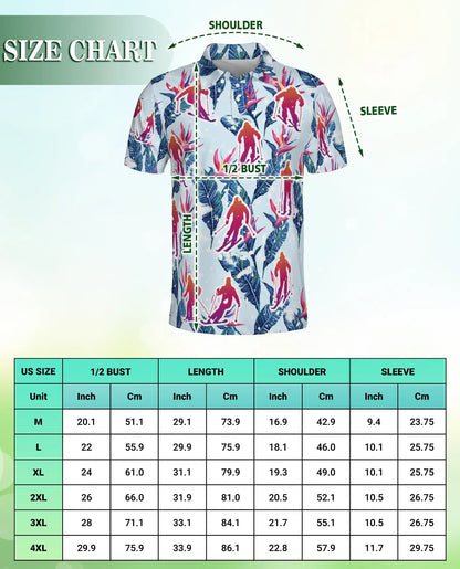 Tropical Skiing 3D Polo Shirt for Men, Floral Winter Sports Style | Azhawaiian