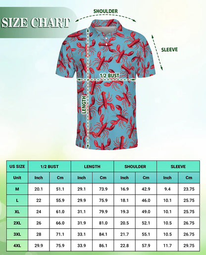 Lobster 3D Polo Shirt for Men, Seafood Ocean Summer Style | Azhawaiian
