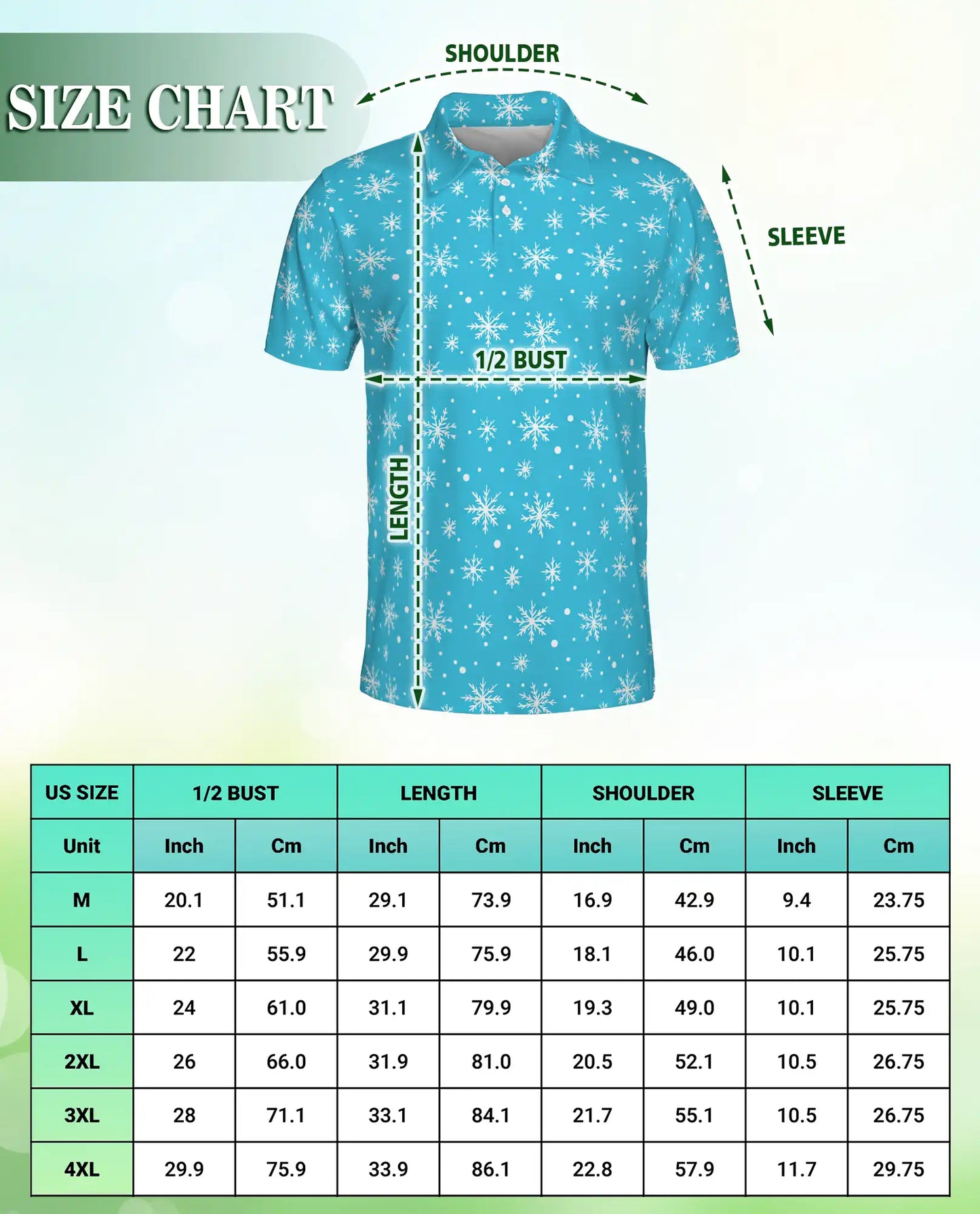 Blue Snowflake 3D Polo Shirt for Men, Minimal Winter Holiday Style | Azhawaiian