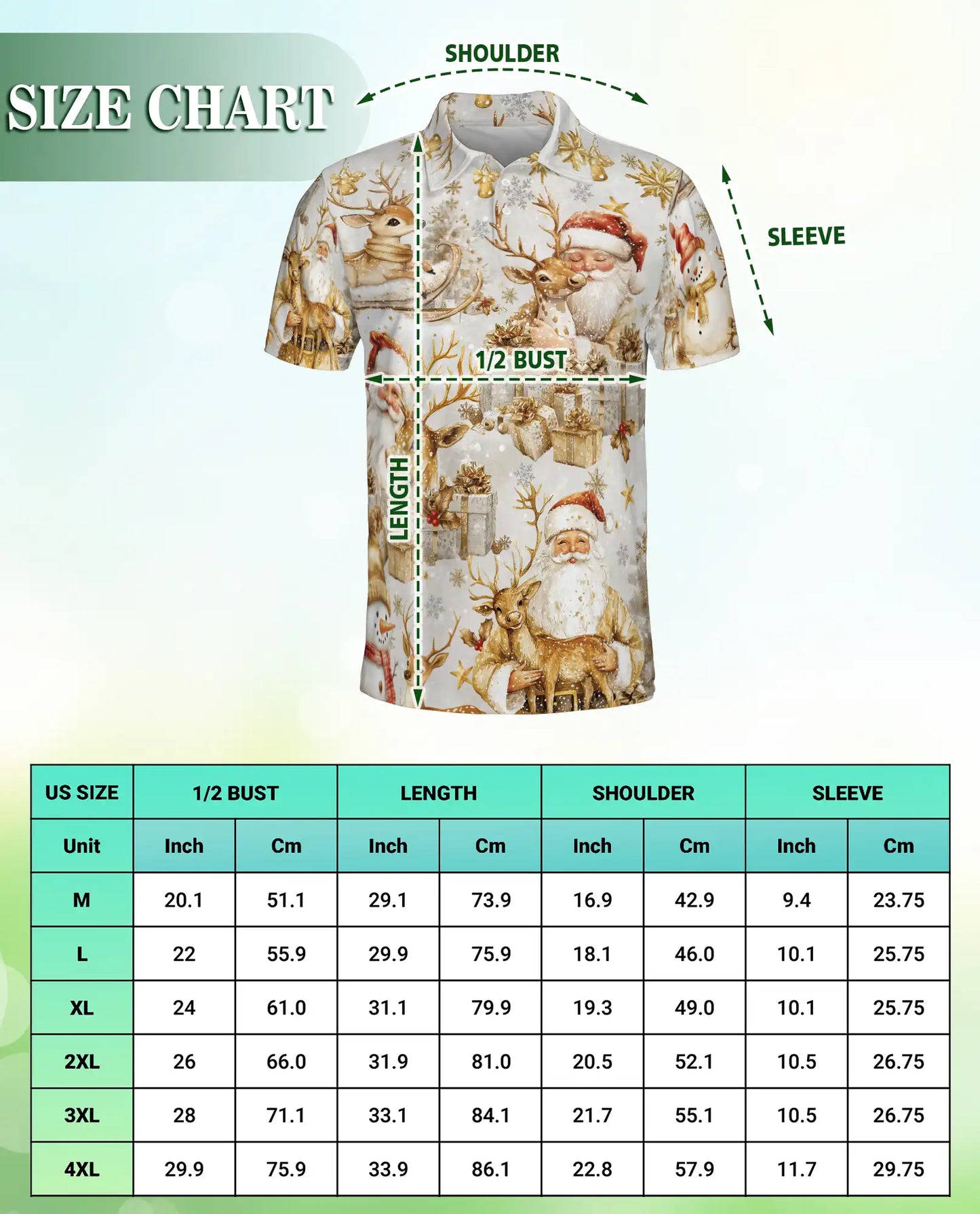 Elegant Santa Reindeer 3D Polo Shirt for Men, Luxury Christmas Holiday Style | Azhawaiian