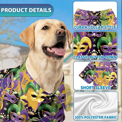 Mardi Gras Mask Matching Dog Owner Hawaiian Shirts, Funny Pet Aloha Shirt for Beach Vacation - Azhawaiian
