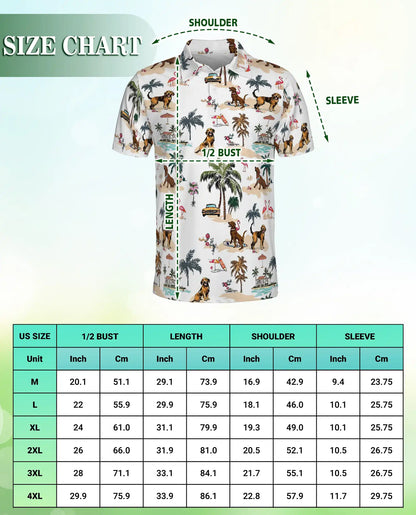Golden Retriever Beach Polo Shirt, Tropical Island Print | Azhawaiian
