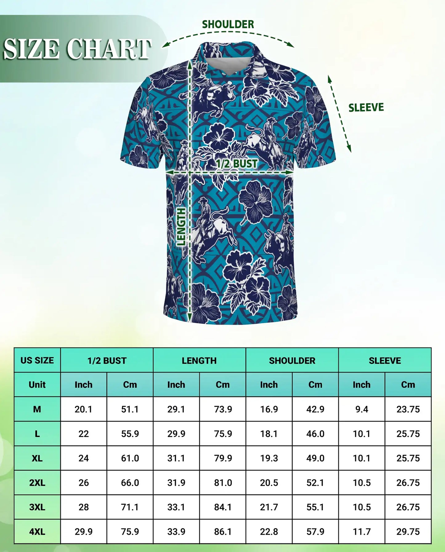 Cowboy Rodeo Polo Shirt, Blue Western Floral Print | Azhawaiian