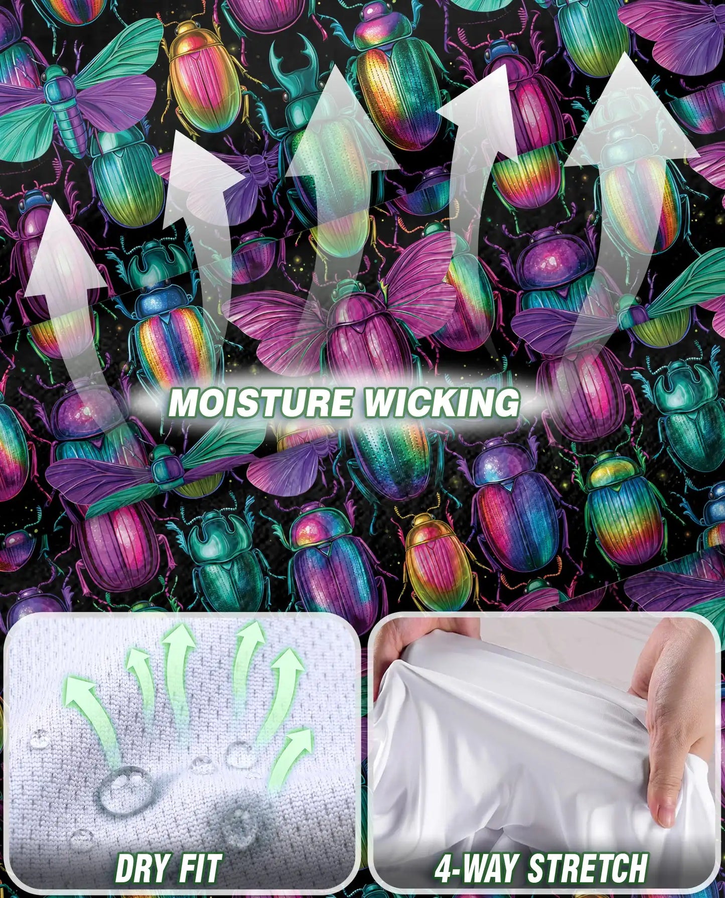 Iridescent Beetle Pattern Sleeveless Polo Shirt for Women