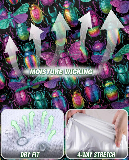 Iridescent Beetle Pattern Sleeveless Polo Shirt for Women