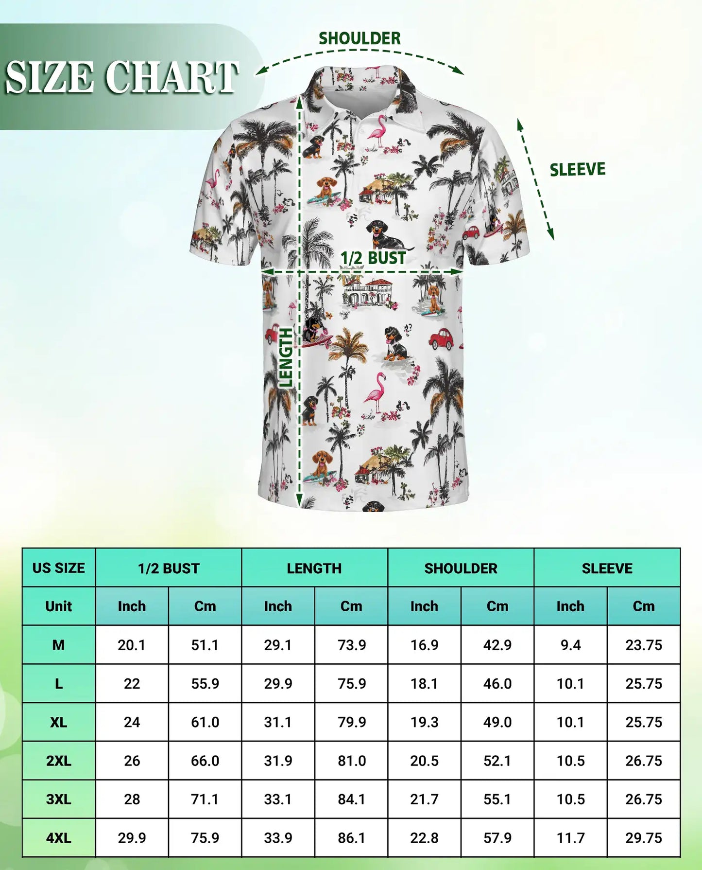 Dachshund Tropical Polo Shirt, Beach Dog Print | Azhawaiian