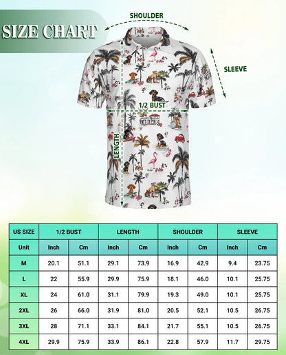 Dachshund Tropical Polo Shirt, Beach Dog Print | Azhawaiian