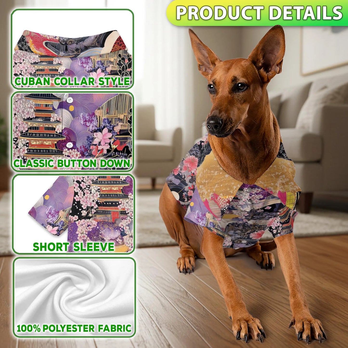 Japanese Ukiyoe Sakura Art Print Matching Dog Owner Hawaiian Shirts, Funny Pet Aloha Shirt for Beach Vacation - Azhawaiian