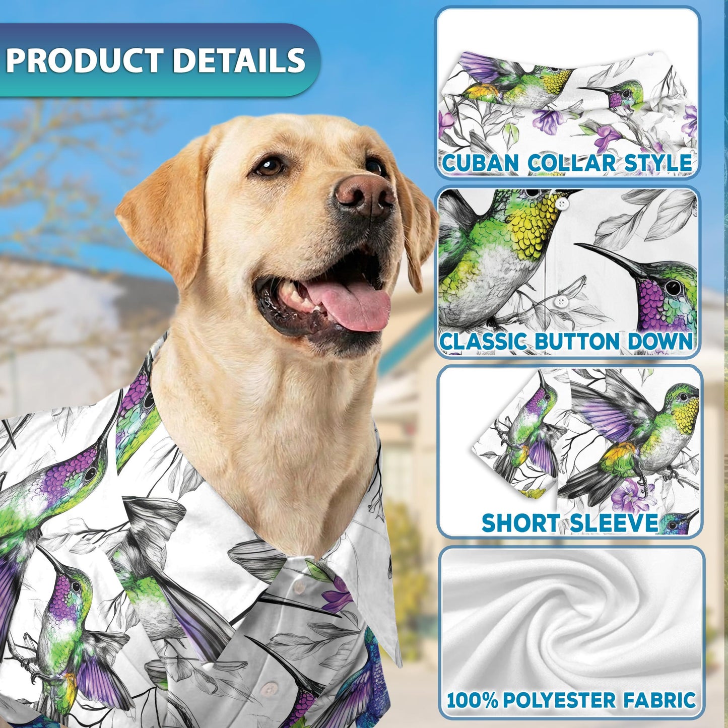 Vintage Style Hummingbirds Hawaiian Hawaii Matching Dog Owner Hawaiian Shirts, Funny Pet Aloha Shirt for Beach Vacation - Azhawaiian