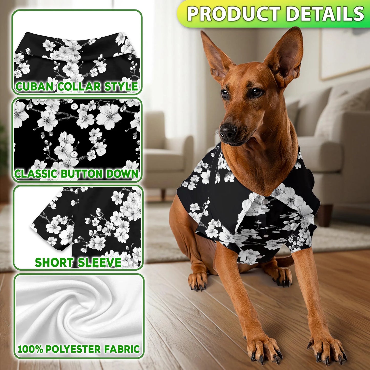Sakura Cherry Blossom Floral Print Hawaii and Japanese Matching Dog Owner Hawaiian Shirts, Pet Aloha Shirt - Azhawaiian