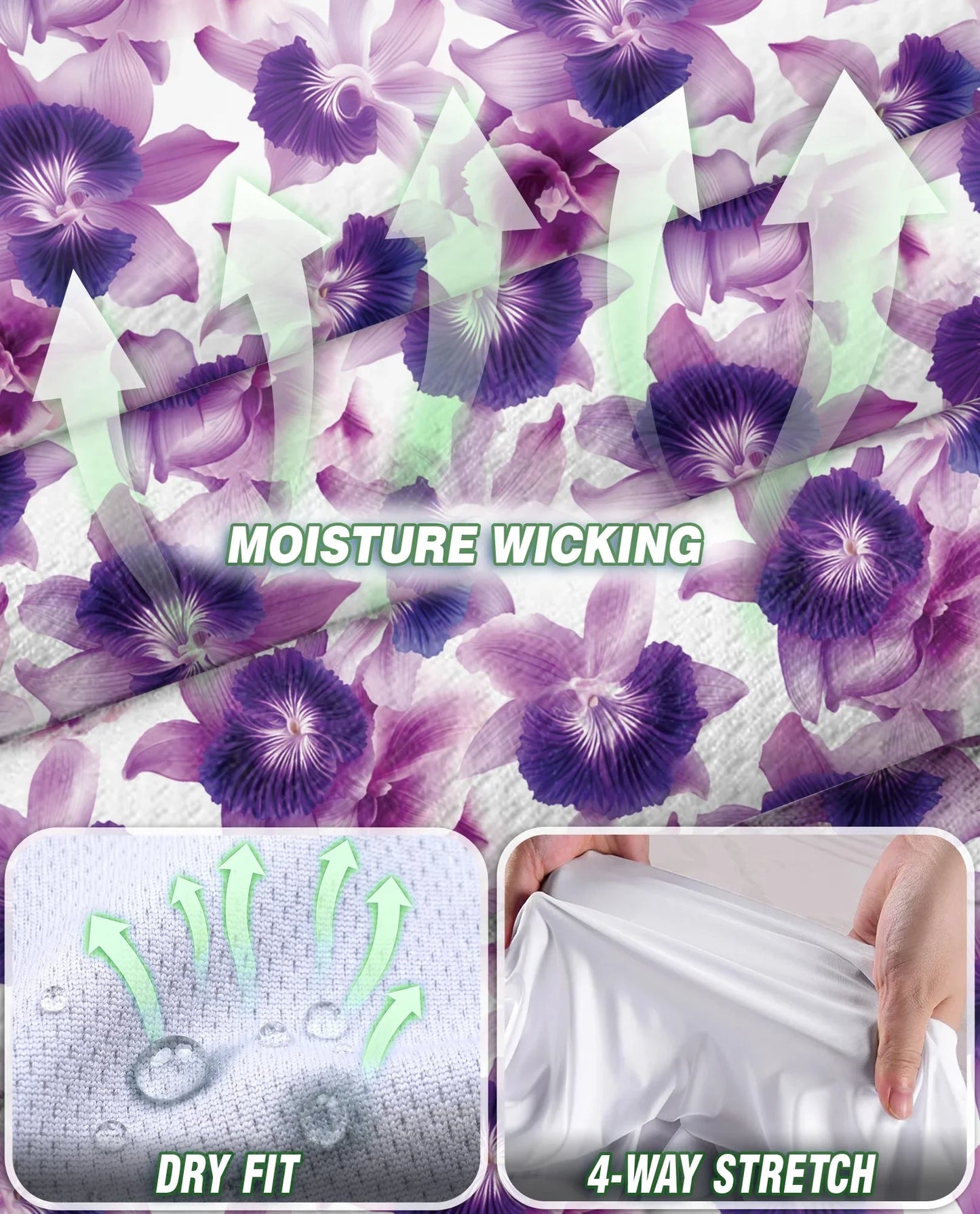 Purple Orchid Flower Sleeveless Polo Shirt for Women, Elegant Floral Style | Azhawaiian