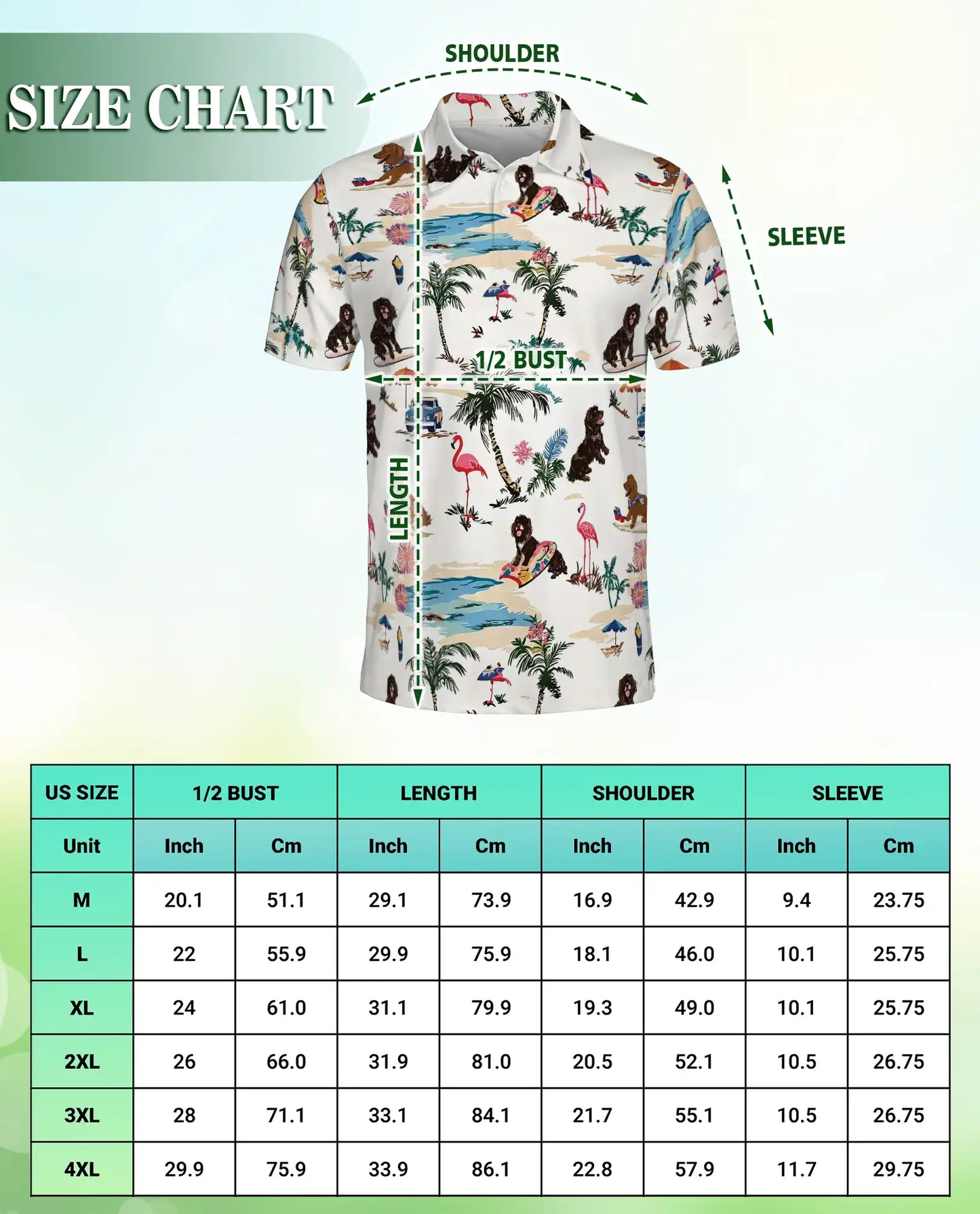 Newfoundland Dog Polo Shirt, Tropical Beach Print | Azhawaiian