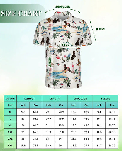 Newfoundland Dog Polo Shirt, Tropical Beach Print | Azhawaiian