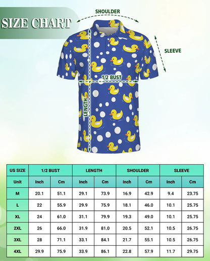 Funny Rubber Duck Polo Shirt for Men- Cute Yellow Duck Polka | Azhawaiian