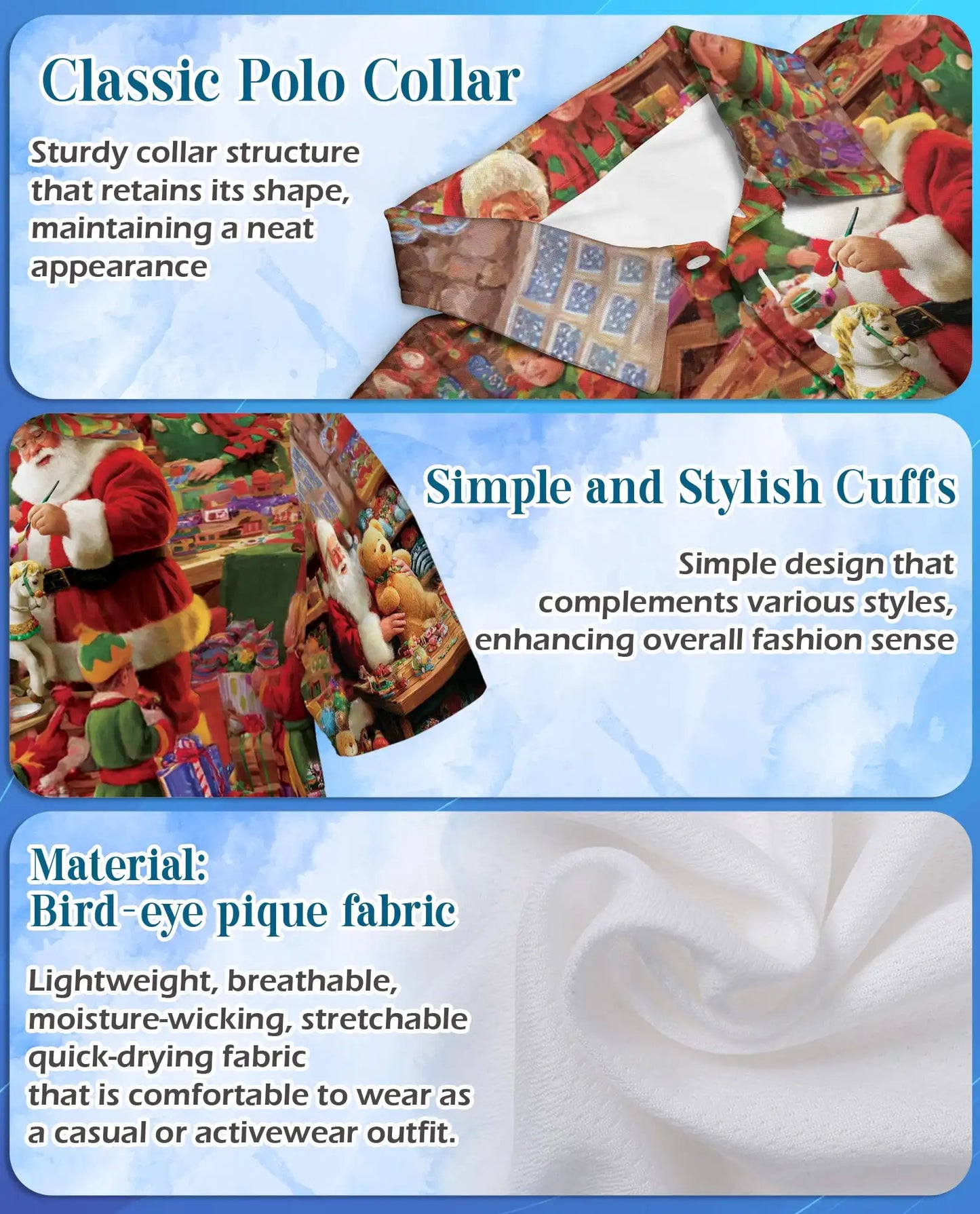 Santa Workshop Polo Shirt, Cozy Christmas Toy Print | Azhawaiian