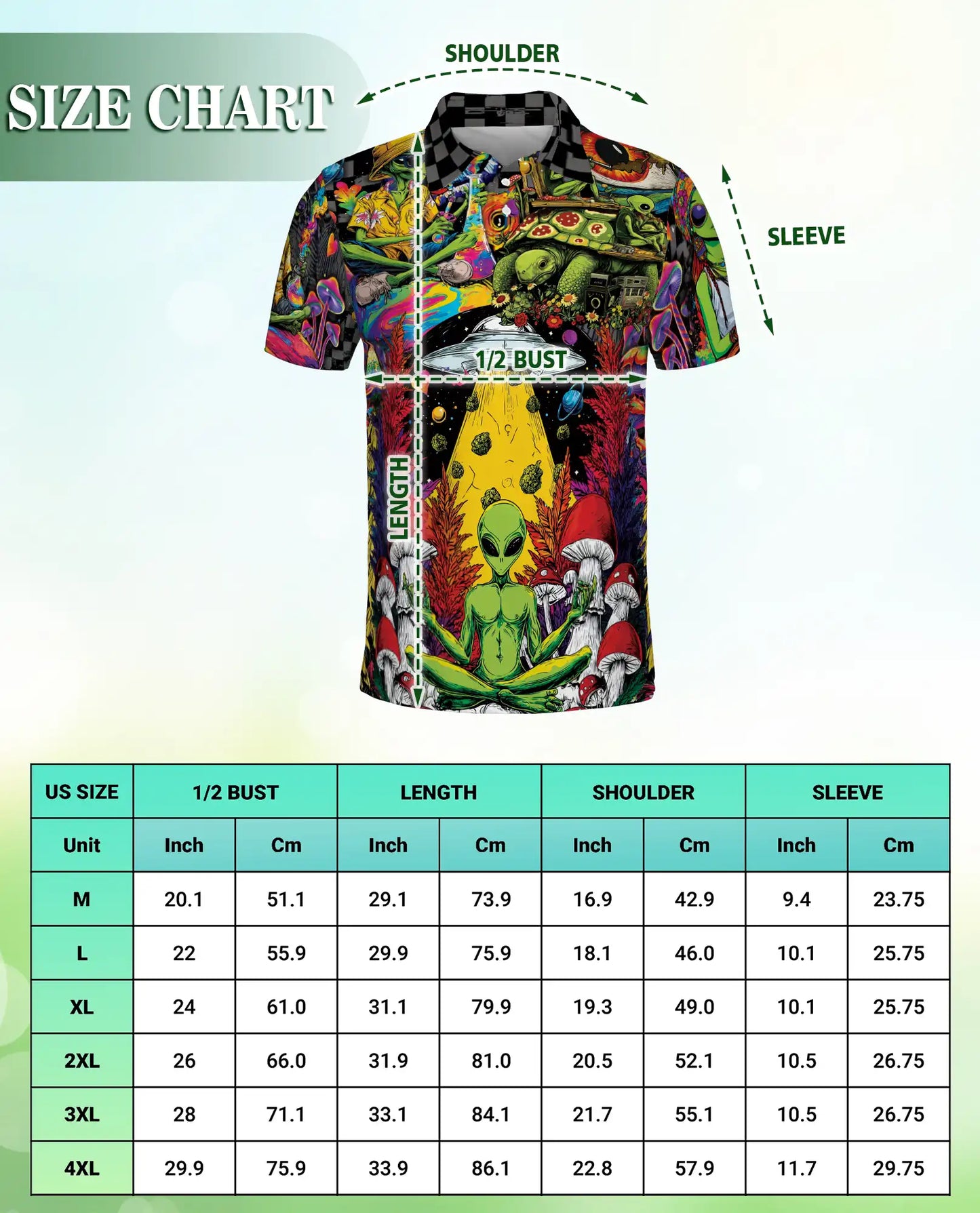 Psychedelic Alien Polo Shirt, Cosmic UFO Hippie Style | Azhawaiian