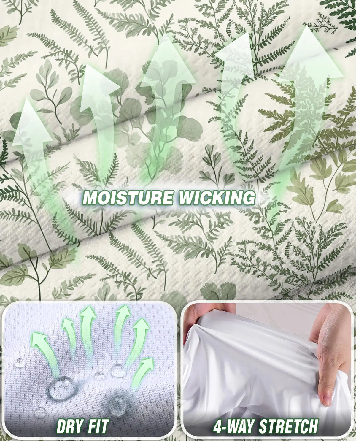 Fern Leaf Pattern Sleeveless Polo Shirt for Women, Botanical Nature Style