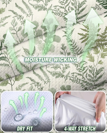 Fern Leaf Pattern Sleeveless Polo Shirt for Women, Botanical Nature Style