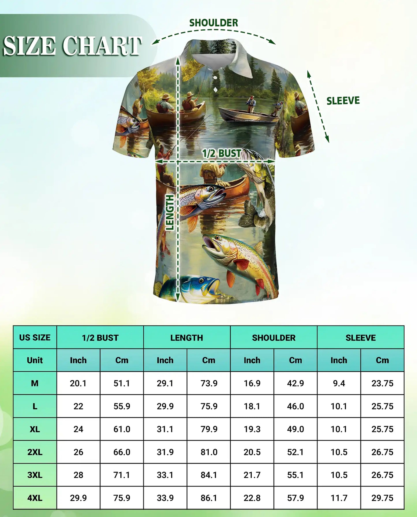 Lake Fishing Adventure 3D Polo Shirt for Men, Outdoor Angler Nature Style | Azhawaiian