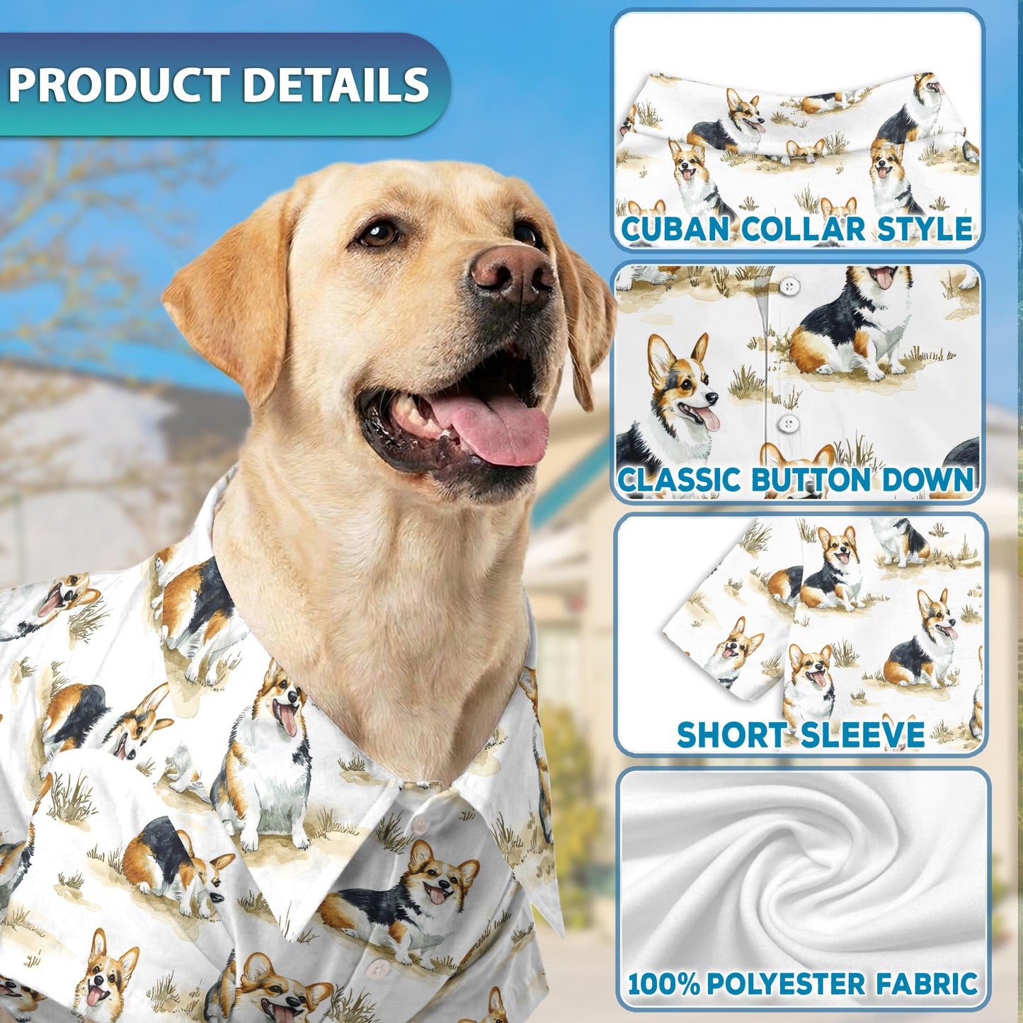 Smiling Corgi Matching Dog Owner Hawaiian Shirts, Funny Pet Aloha Shirt for Beach Vacation - Azhawaiian