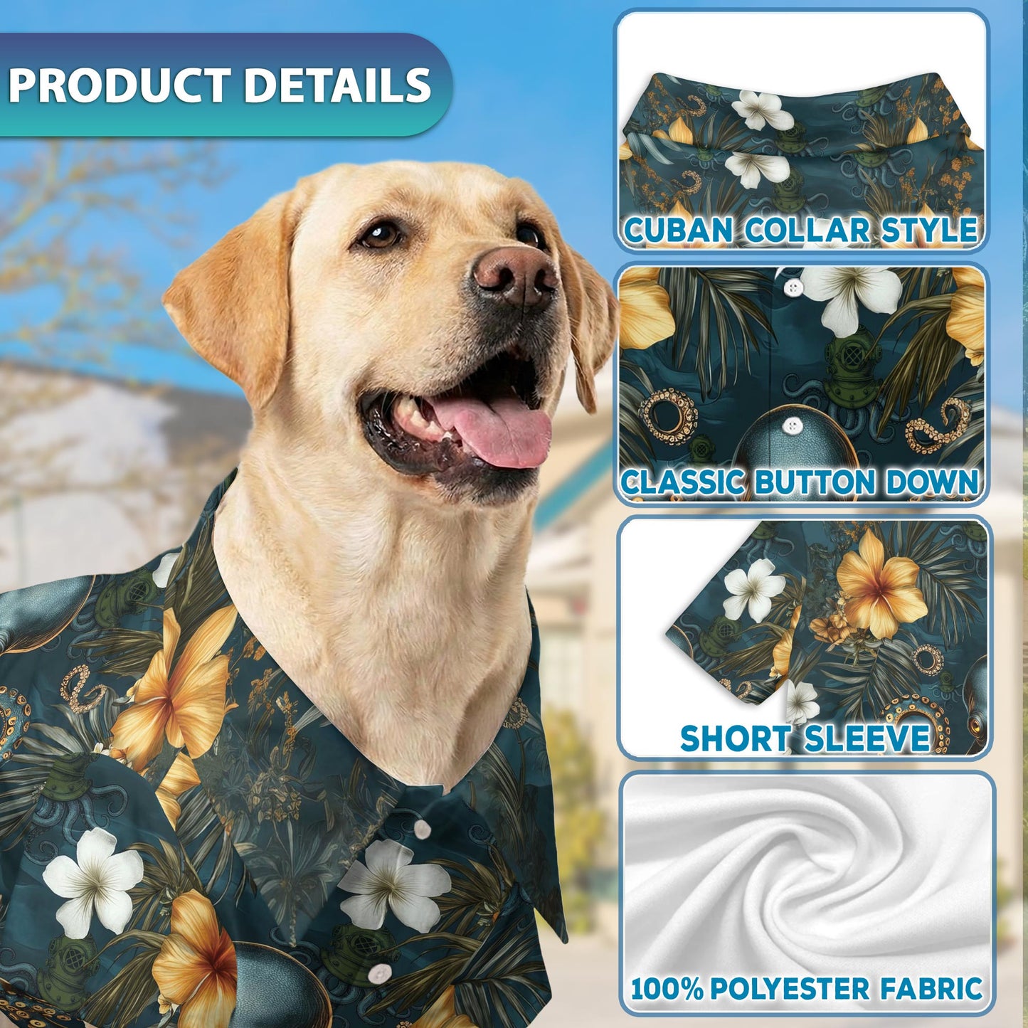 Octopus Scuba Diving Helmet Matching Dog Owner Hawaiian Shirts, Funny Pet Aloha Shirt for Beach Vacation - Azhawaiian