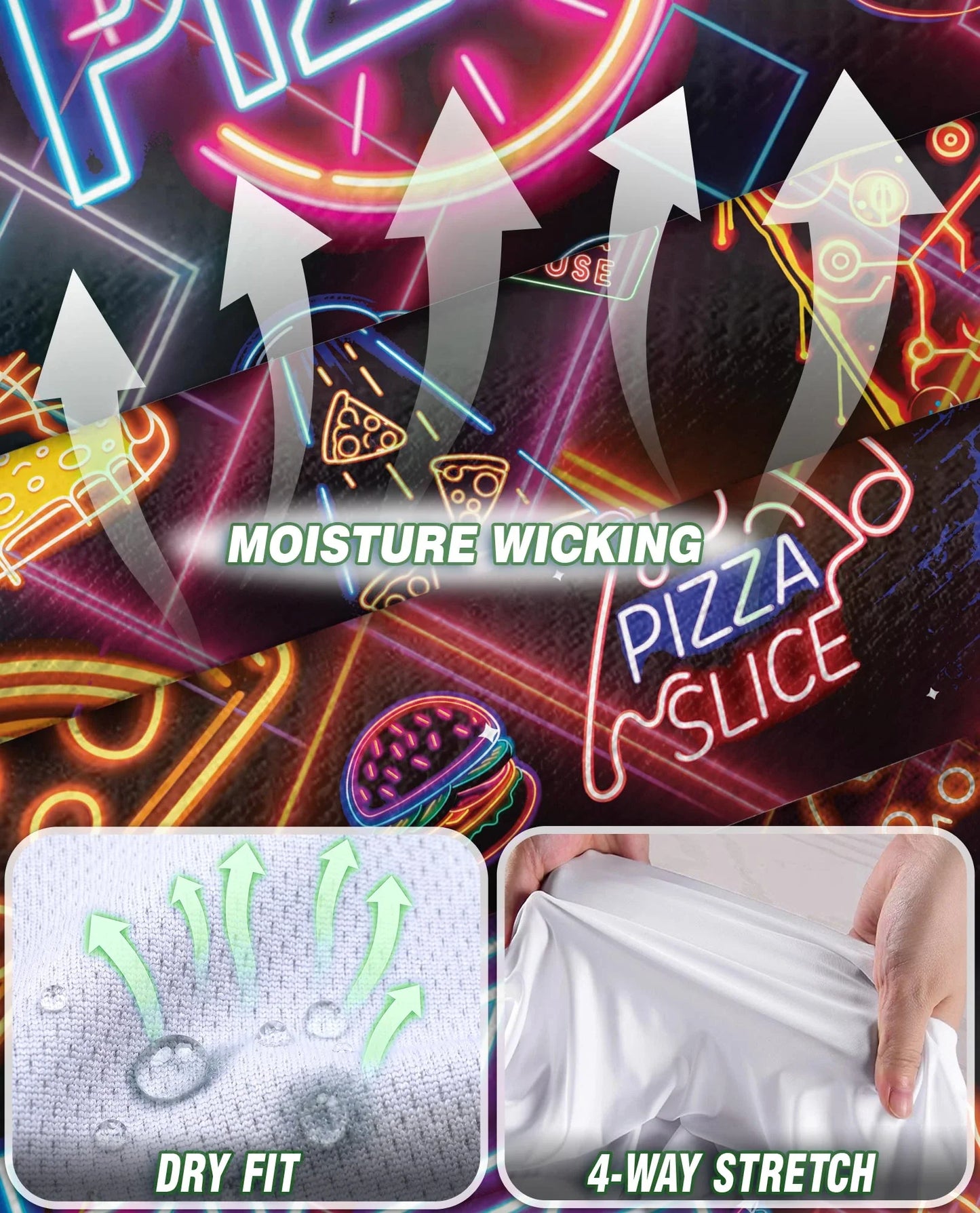 Neon Pizza Sleeveless Polo Shirt for Women, Fun Food Lover Style | Azhawaiian