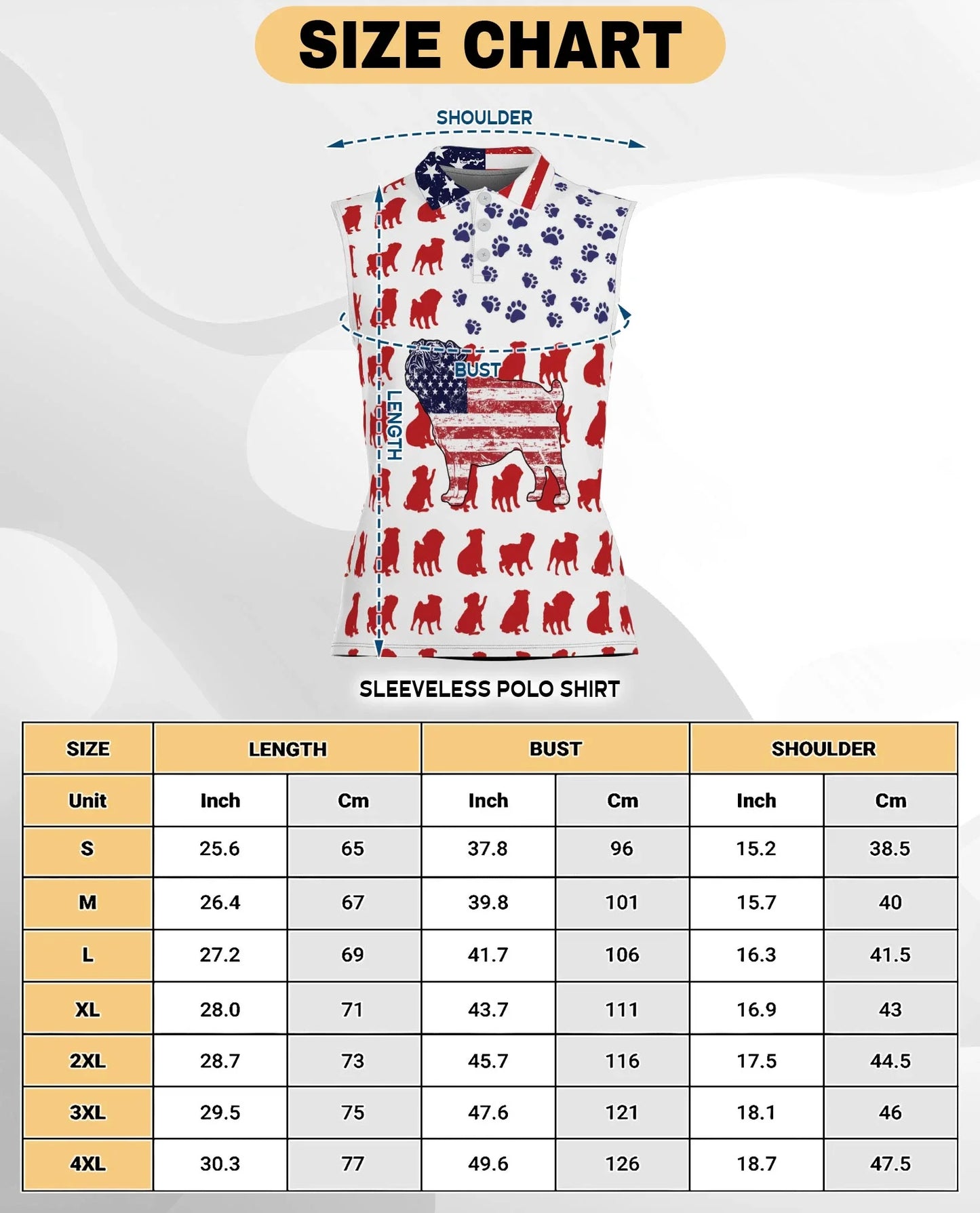 Pug Flag Sleeveless Polo Shirt for Women