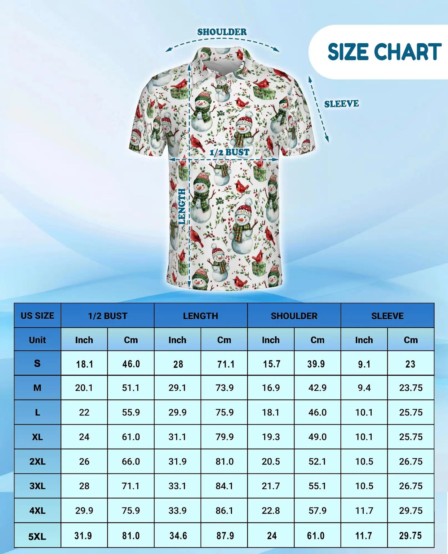 Christmas Snowman Polo Shirt, Cardinal Bird Holiday Print | Azhawaiian