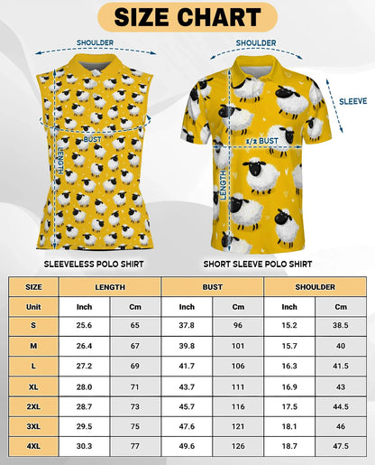 Cute Sheep Sleeveless Polo Shirt for Women, Adorable Farm Animal Style | Azhawaiian