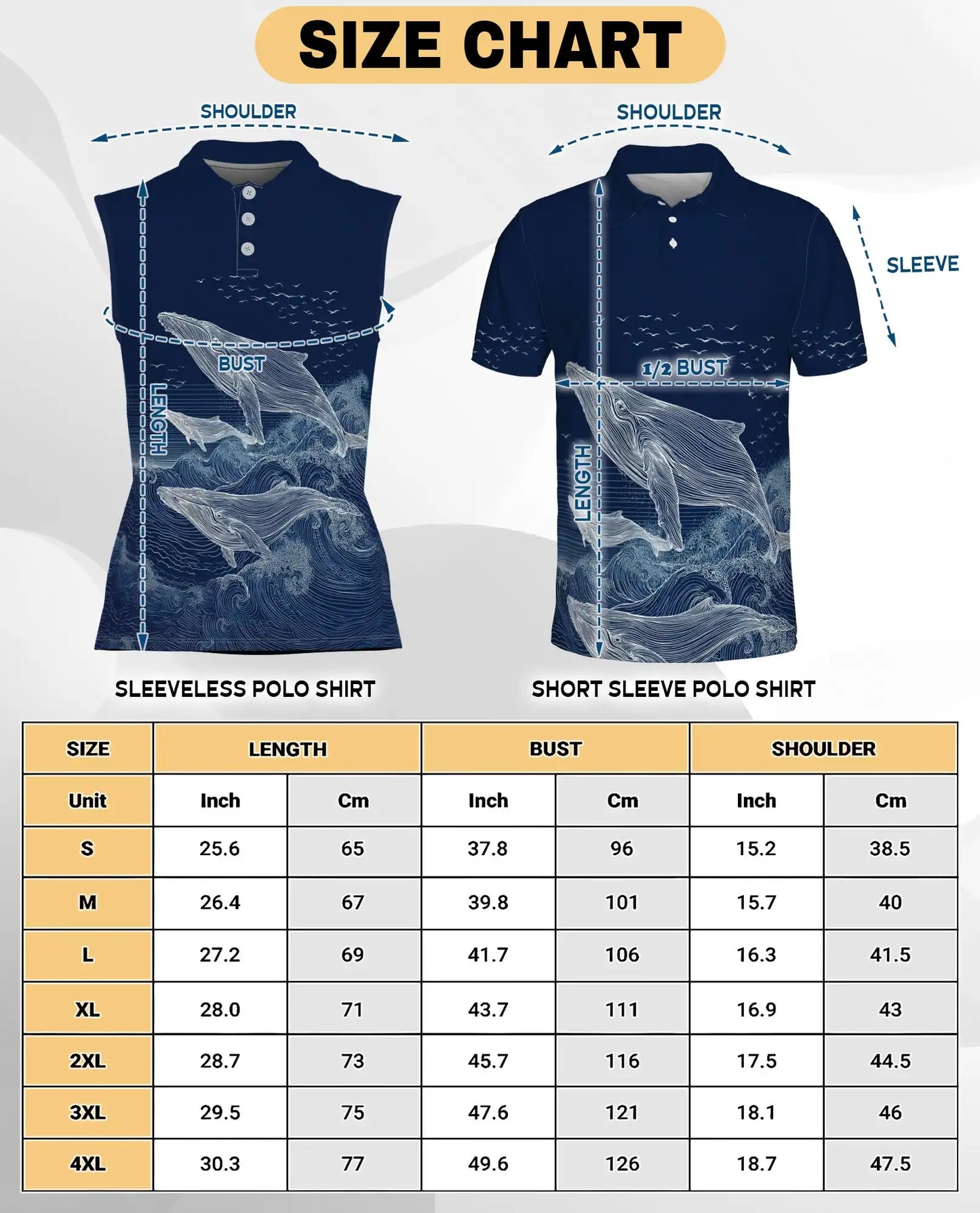 Humpback Whale Ocean Sleeveless Polo Shirt for Women