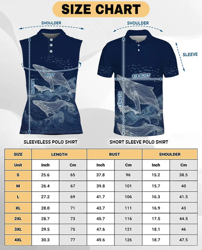 Humpback Whale Ocean Sleeveless Polo Shirt for Women