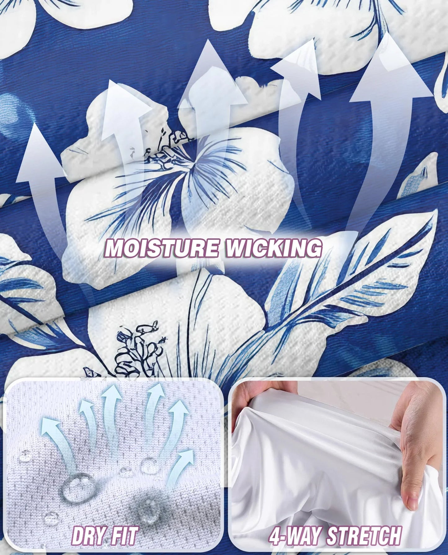 Tropical Hibiscus Blue Sleeveless Polo Shirt for Women | Azhawaiian