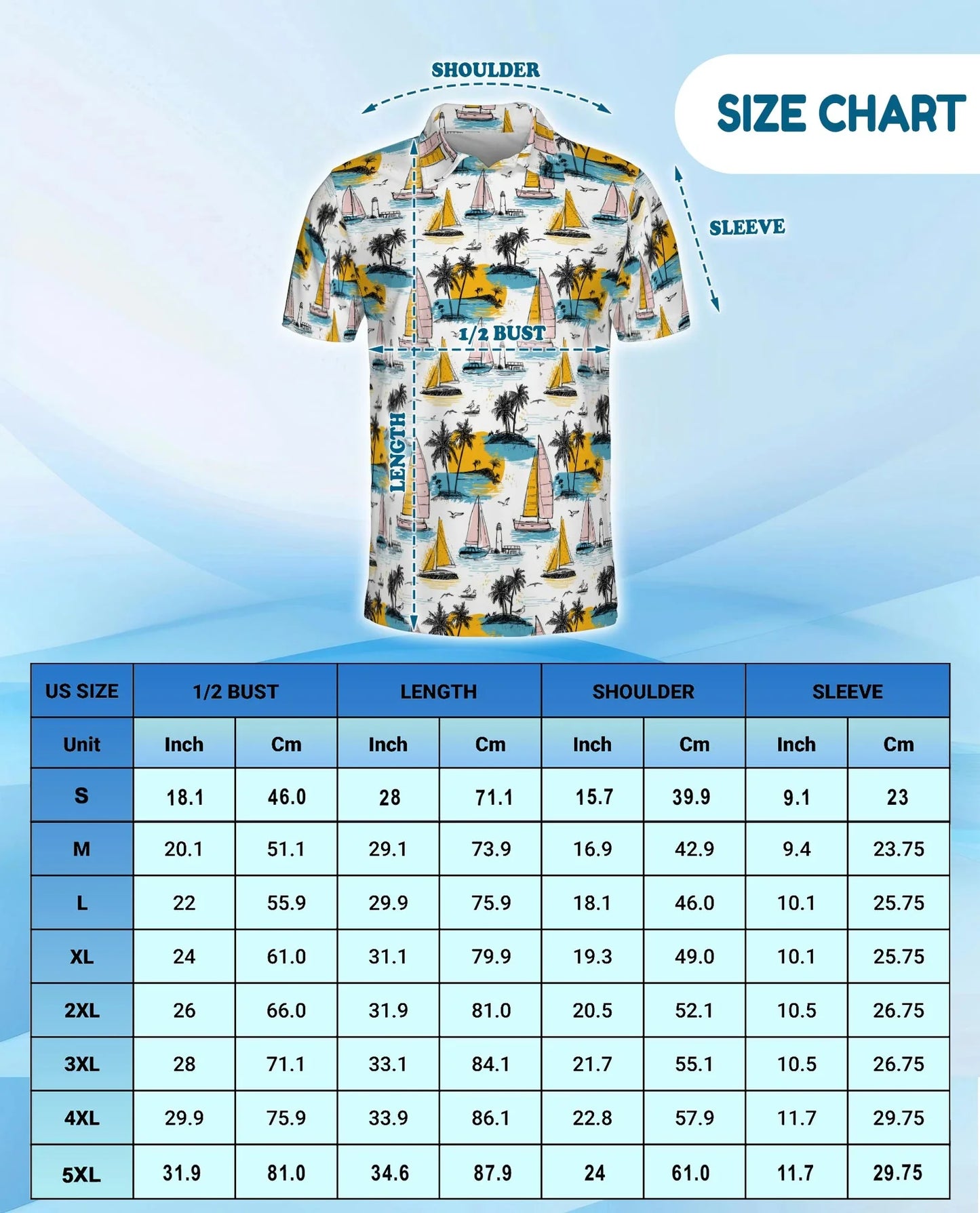 Tropical Sailboats Polo Shirt for Men, Coastal Nautical Style | Azhawaiian