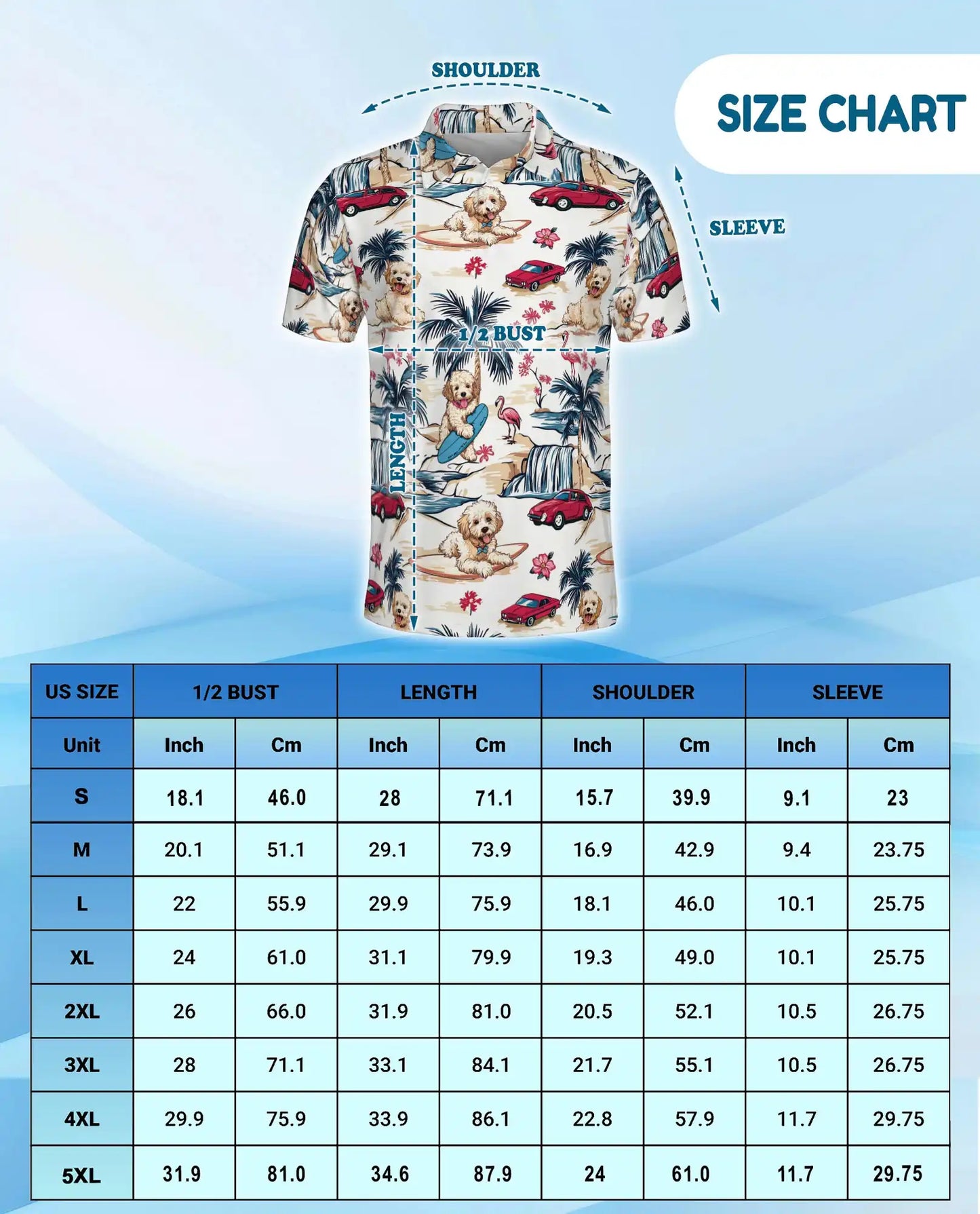 Surfing Dog Beach Polo Shirt - Coastal Tropical Vacation Style | Azhawaiian