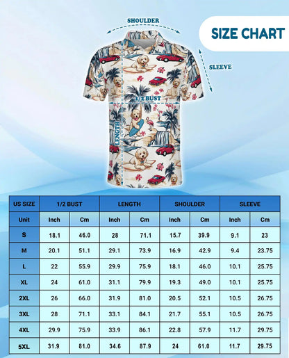 Surfing Dog Beach Polo Shirt - Coastal Tropical Vacation Style | Azhawaiian