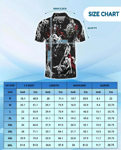 Western Bull Rider 3D Polo Shirt for Men, Dark Rodeo Cowgirl Style | Azhawaiian