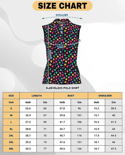 Colorful Polka Dots Sleeveless Polo Shirt for Women  | Azhawaiian