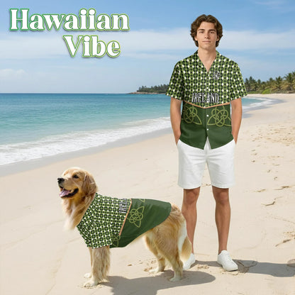 Ireland St Patrick’s Day Matching Dog Owner Hawaiian Shirts, Funny Pet Aloha Shirt for Beach Vacation - Azhawaiian